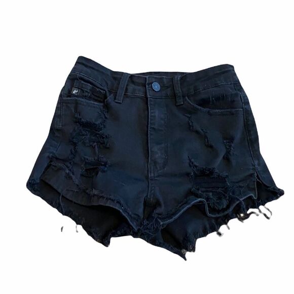 KanCan Black Distressed High Rise Shorts Size 25